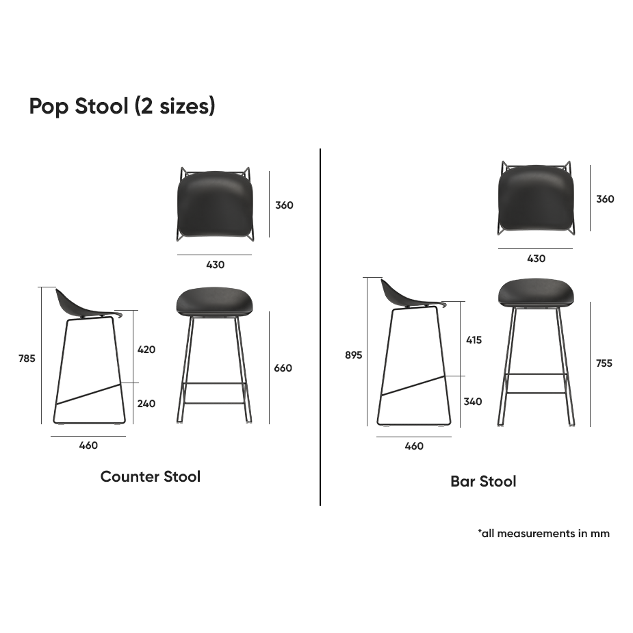 Pop Stool Upholstered Seat